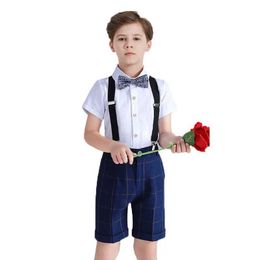 Suits Kids Shirt Vest Pants Bowtie Photograph Set Boys Summer Wedding Suit School Children Fromal Graduation Performance Party Costume