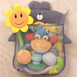 Storage Bags 1Pcs Cartoon Animal Durable Bath Toys Child Kids Basket Mesh Bag Bathroom Organiser With/Without Suction Cups