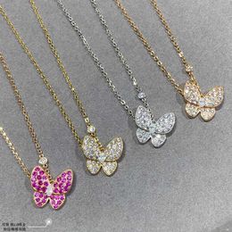 Designer Necklace Vanca Luxury Gold Chain High Version White Fritillaria Butterfly Full Diamond Necklace Female Butterfly Bracelet Pendant Clavicle Chain