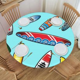 Table Cloth Many Surfboard Design Items Beach Surfing Round Soft Fiber Decorative With Elastic Strap