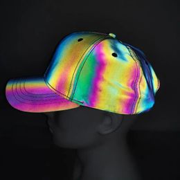 Men night reflective baseball cap street hip hop sport hat unisex adjustable nightclub stage performance 240513