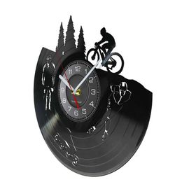 Wall Clocks Dirt Bike Bicycle Vintage Vinyl Record Silent Wall Clock Skating Hanging Wall Watch Biker Cyclist Skater Sport Lover Gift Decor