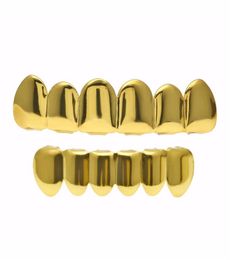 Mens Gold Grillz Teeth Grillz Set New Fashion Hip Hop Jewelry High Quality Eight 8 Top Tooth Six 6 Bottom Teeth Grills5259700