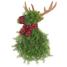 Decorative Flowers Christmas Wreath Artificial Pine Needle Elk Door For Outdoor Home Decorations Porch Window Wall Decor Event Party Supplie