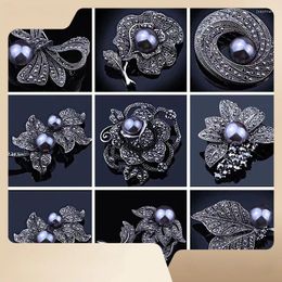 Brooches Black Pearls Vintage Fashion Pendant Women's For Women Dress Party Or DIY Elegant Wedding Bouquets Jewellery