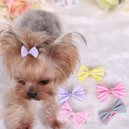 Dog Apparel Yorkshire Teddy Poodle Small Striped Printed Hairpin Ribbon Hair Accessories