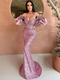 Casual Dresses Women Sparkly Sequins Off Shoulder Beading Sexy Maxi Long Dress 2024 Wedding Evening Party Celebrity Club Prom Gowns Stage