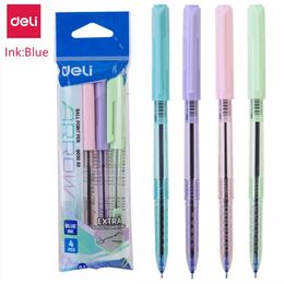 DELI Cute Ballpoint Pen Macaroon Colour Blue Ink 07 mm Smooth Writing Tools School Ball Point 240511