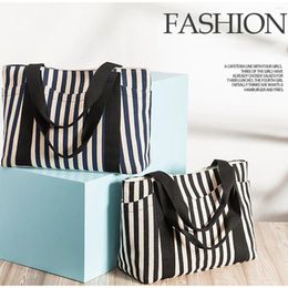 Bag 2024 Fahion Canvas Women Large Shopping Stripe Shoulder Bags Female Handbag Casual Tote Handbags