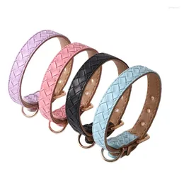 Dog Collars Pet Collar Woven PU Macaron Solid Metal Accents For Large Dogs Puppy Accessories Supplies