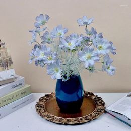 Decorative Flowers Galsang-Single Stem Flocking Calliopsis Artificial Flower Fake Home Decoration Ornamental