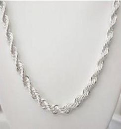 Fine 925 Sterling Silver NecklaceXMAS New 925 Silver Chain 4MM 1624Inch e Rope Necklace For Women Men Fashion Jewellery Link 86695209116063