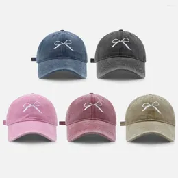Ball Caps Female Fashion Net Red Bow Embroidered Baseball Cap Spring Summer Korean Washed