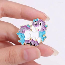 Brooches Glitter Fantacy Horse Enamel Pins Collect Cute Lapel Badges Cartoon Animal Fun Jewellery Gift For Kids Friends