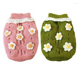 Dog Apparel Winter Cat Knited Sweater Jumper Hollow Out&Flowers Design Puppy Hoodie Warm Clothes