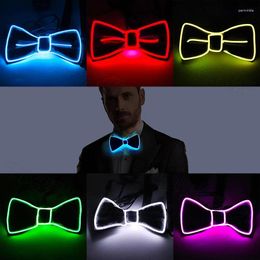 Party Decoration Men Glowing Bow Tie EL Wire Neon LED Luminous Halloween Christmas Light Up Decor Bar Club Stage Clothing Prop