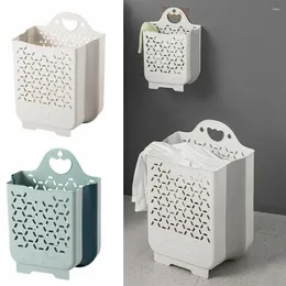 Laundry Bags Foldable Collapsible Basket Punch-free Wall-mounted Dirty Clothes Space Saving Plastic Storage Container