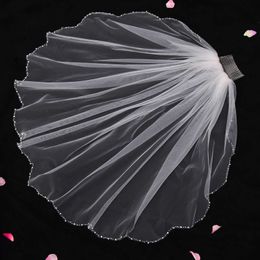 Wedding Hair Jewelry Short Wedding Veils with Rhinestones Bridal Veil Crystal Beaded Bead Edge 60CM with Comb Bachelorette Party Accessories V33