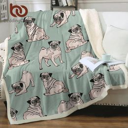 Blankets BeddingOutlet Lovely Cartoon Pug Dog Sherpa Fleece Blanket Dachshund Printed Warm For Sofa Bed Living Room All Season