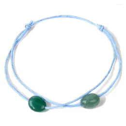 Charm Bracelets Green Aventurines Beads Natural Stone Tiger Eye Braided Woven Roep For Women Men Energy Gift