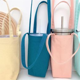 Storage Bags Water Bottle Bag Canvas Portable Organiser Cover With Strap Insulator Sleeve Women'S Makeup Shopper Cosmetic