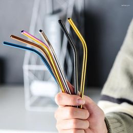 Drinking Straws Colourful Reusable Metal Straw Stainless Steel Beverage Milk Tea Coffee Cocktail Tube Bar Accessories