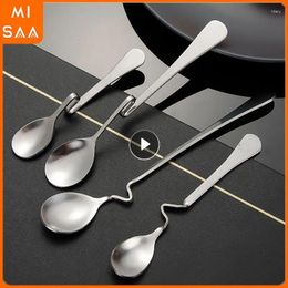 Coffee Scoops Milk Tea Stirring Spoon Restaurant Distortion Kitchen Utensils Fashion Design El Curved Handle