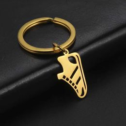 Keychains Lanyards Amaxer Ice Skate Keychain Skating Shoes Key Ring Gold Color Sport Key Chains For Women Men Bag Door Key DIY Gift Y240510