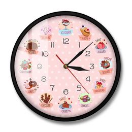 Wall Clocks Delicious Sweets and Desserts Bakery Shop Sign Decorative Wall Clock Non Ticking Wall Watch For Kitchen Cafe Bar Restaurant