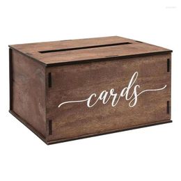 Party Supplies Wedding Money Box Case With Slot Rustic Envelope Holder Wooden Card Receiving For Bridal Shower