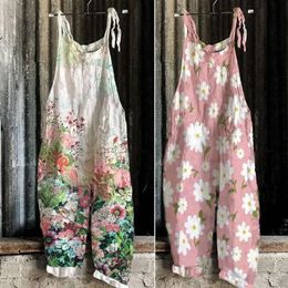 Women Jumpsuit Floral Print Wide Leg Beach Vintage Temperament Loosefitting For Holiday 240509