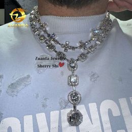 Designer Jewelry Sterling Silver 925 Luxury New Stylish Moissanite Halo Diamond Tennis Chain Necklace