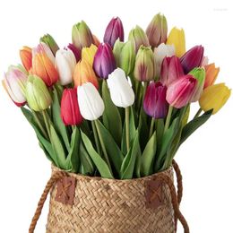 Decorative Flowers 46cm Artificial Garden Tulips Real Touch Tulip Bouquet Decor Mariage For Home Wedding Decoration Fake