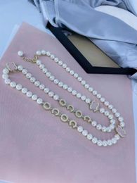 12style Diamond Pearl Pendant Necklace Designer High Quality Fashion Letter C Choker Pendant Women's Sweater Necklace Wedding Anniversary Jewellery Gift