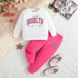 Clothing Sets Terno For Kid Girl 9 Months-6 Years old Long Sleeve Cute Letter Tees tops and Long Pants Outfit Toddler Infant Clothing SetL2405