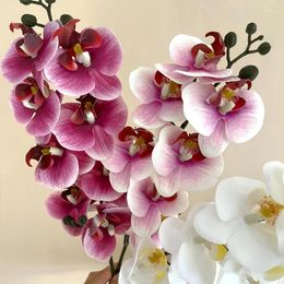 Decorative Flowers 8-Heads Artificial Butterfly Orchid Fake 3D Phalaenopsis Simulation Flower Real Touch Plants Wedding Home Christmas