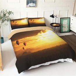 Bedding Sets Modern Home Bedroom Decor 3d Print Colourful Air Balloon Mptif Double Duvet Cover With Pillowcases Soft Warm Bed Linen