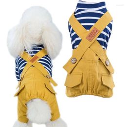 Dog Apparel Gentle Strips Pet Clothes Jumpsuit For Small Dogs Chiwawa Shirt Strap Tracksuit Coat Bichon Puppy Cat Overalls Suits XXL