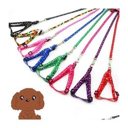 Dog Collars Leashes Harness Nylon Printed Adjustable Pet Collar Puppy Cat Animals Accessories Necklace Rope Tie Drop Delivery Home Dh9Hv