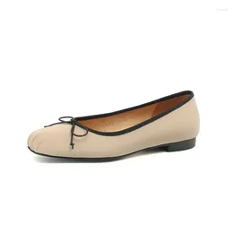 Casual Shoes Ballet Flats With Bowtie Square Toe Low Heel Basic Spring Woman Retro Slip On Ladies Elegant Footwear