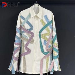 PFHQ Mens Rainbow Stripe Long Sleeve Tops Sunscreen Autumn Loose Casual Colourful Light Luxury Sport Art Delicacy Shirts 21Z1985 240511