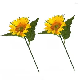 Decorative Flowers 2/5pcs Sunflower Decoration Artificial Flower Beautiful Bouquet Wedding Party Festival Home Fake Simulation