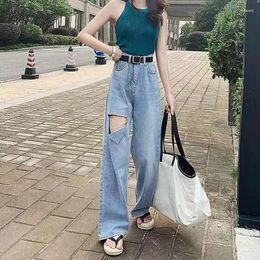 Women's Jeans Woman Pants Ripped Women's High Waist Summer Baggy Straight Trousers Pantalones Vaqueros Mujer