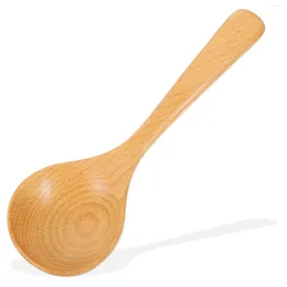 Spoons Beech Spoon Household Soup Ladle Reusable Wooden Natural Long Handle Large Stirring Kitchen