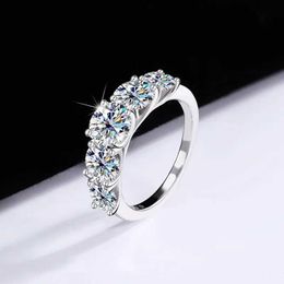 Wedding Rings Super Luxury 18K Platinum Ring Set with Sparkling 5 Diamonds All Carat VVS1 D Moisturite Womens Q240511