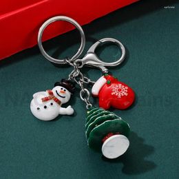 Keychains Lovely Three-dimensional Christmas Tree Keychain Snowman Bell Plant Key Ring For Women Men Bag Decoration Gift Handmade Jewellery