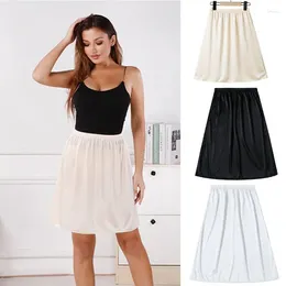 Skirts Womens Solid Colour Underskirt Smooth Elastic Waistband Inner Lining Skirt Anti-Transparent Underdress Summer Thin Safety