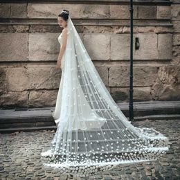 Wedding Hair Jewellery 3D Flowers Bridal Veil Long Cathedral Wedding Veil 1 Layer Soft Wide Wedding Veil with Comb Wedding Accessories for Bride V93