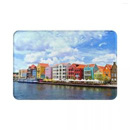 Carpets Curacao Caribbean Coastline Polyester Doormat Rug Carpet Mat Footpad Non-slip Durable Entrance Kitchen Bedroom Balcony Toilet