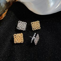 Brand Stud Diamonds Earring Hollow Square Earrings Plated With 18K Gold Luxury Earrings Designer For Women Wedding Jewelry Chirstmas Gift -3